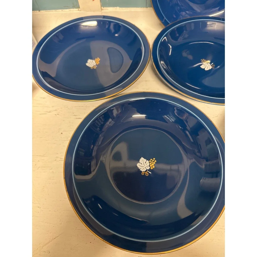 Set‎ of 6 Mikasa Bacchanale L4001 Cobalt Blue Fine China Soup Pasta Bowls Japan